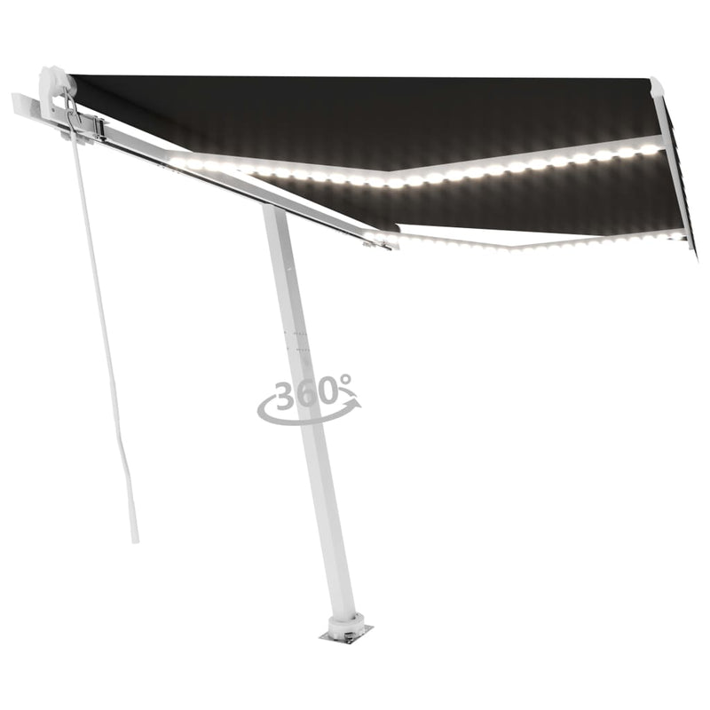 Load image into Gallery viewer, VidaXL Luifel handmatig uittrekbaar met LED 300x250 cm antracietkleur