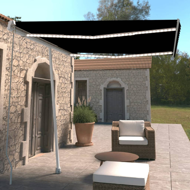Load image into Gallery viewer, VidaXL Luifel handmatig uittrekbaar met LED 300x250 cm antracietkleur