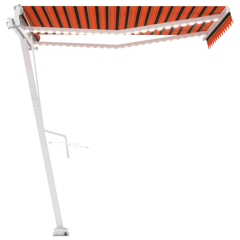 Load image into Gallery viewer, VidaXL Luifel automatisch met LED windsensor 350x250 cm oranje bruin