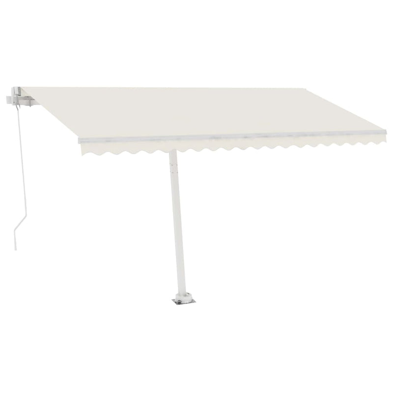 Load image into Gallery viewer, VidaXL Luifel handmatig uittrekbaar met LED 400x300 cm crèmekleurig