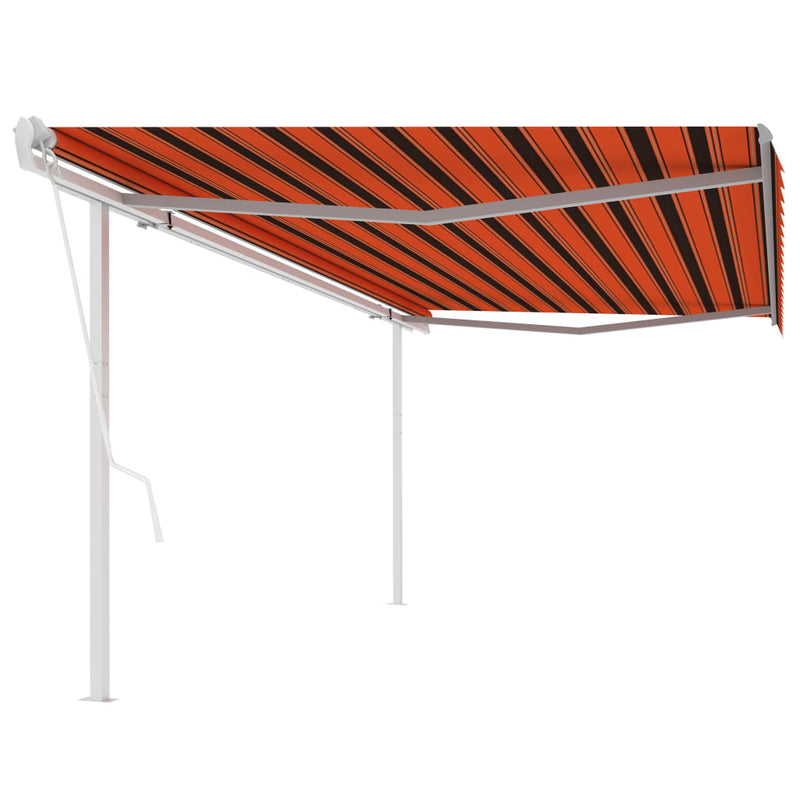 Load image into Gallery viewer, VidaXL Luifel automatisch uittrekbaar met palen 5x3 m oranje en bruin
