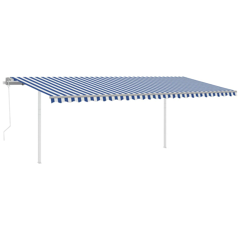 Load image into Gallery viewer, VidaXL Luifel automatisch uittrekbaar met palen 6x3,5 m blauw en wit
