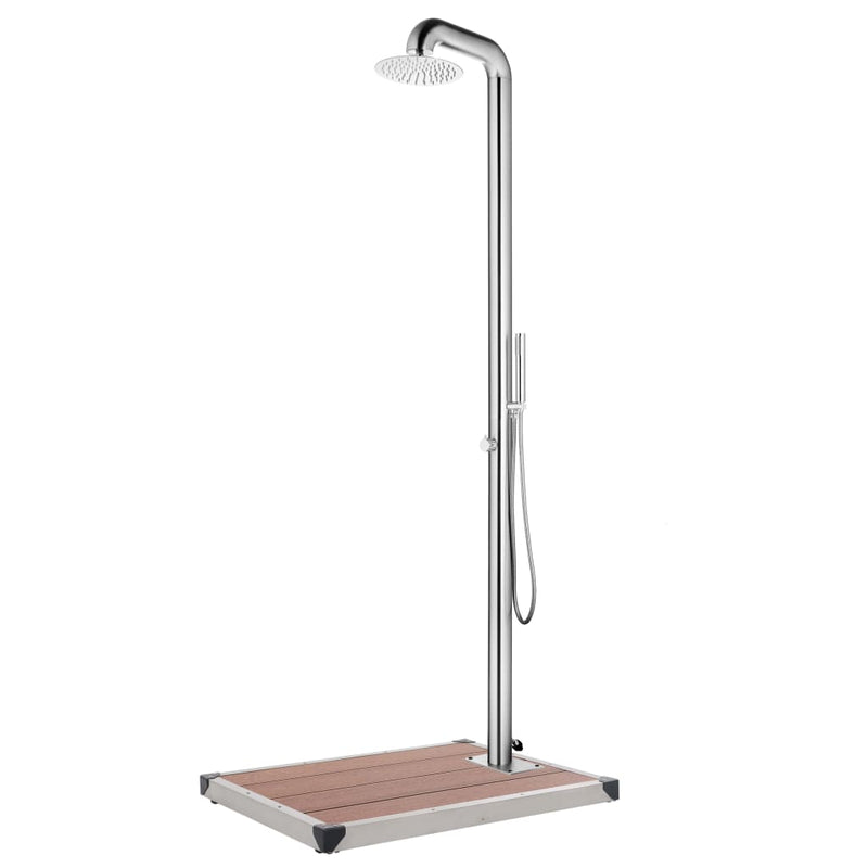 Load image into Gallery viewer, VidaXL Buitendouche met bruine basis 230 cm roestvrij staal