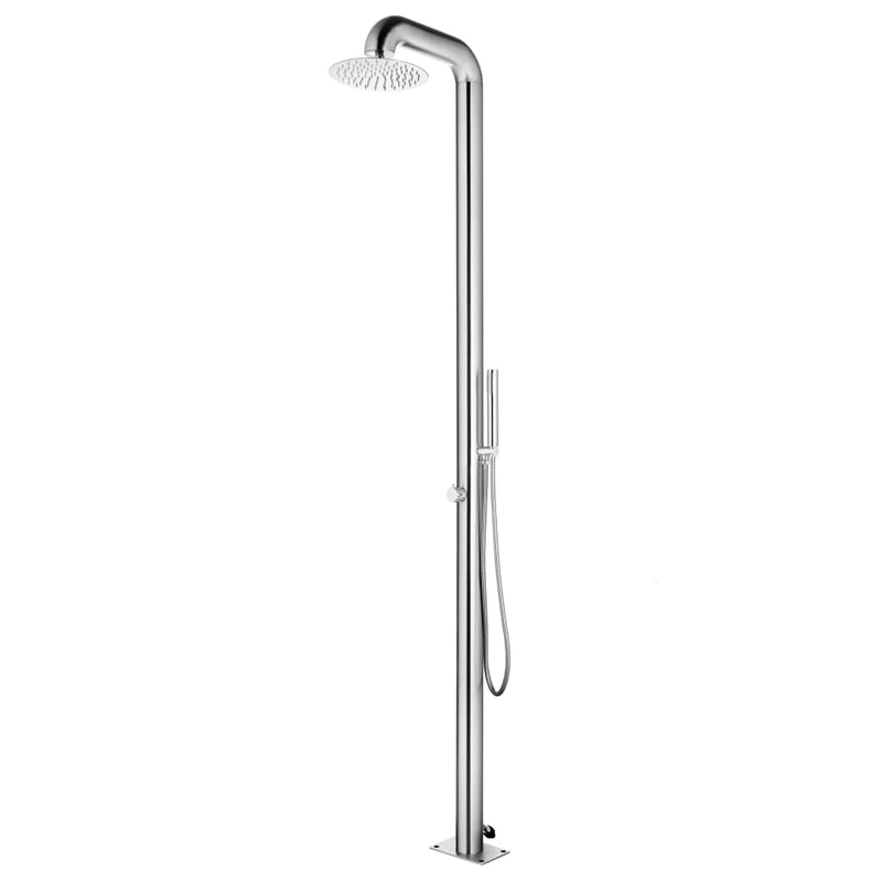 Load image into Gallery viewer, Vidaxl buitendouche met bruine basis 230 cm roestvrij staal