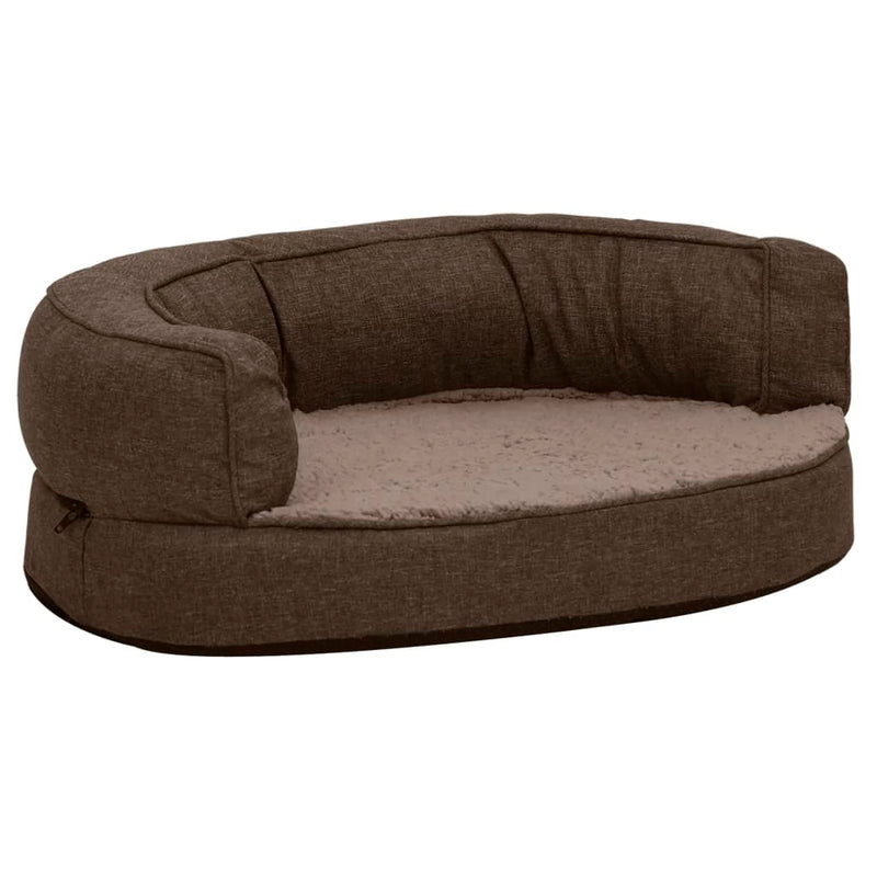 Afbeelding laden in galerijviewer, Vidaxl hondenbed ergonomisch linnen-look 60x42 cm fleece bruin