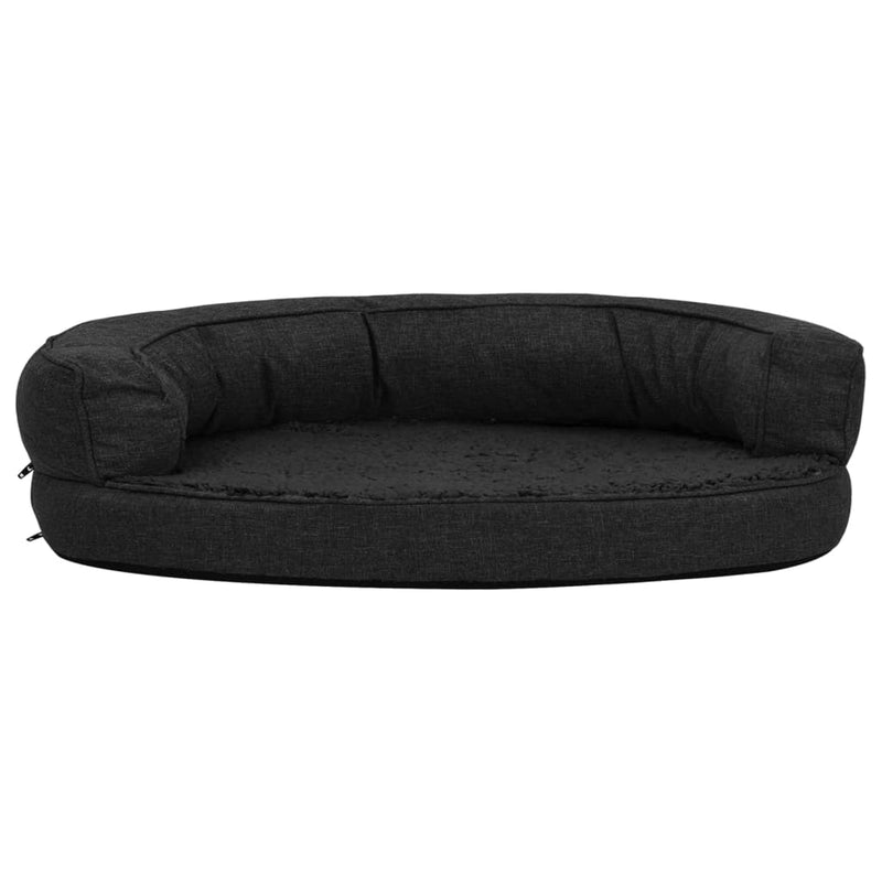 Afbeelding laden in galerijviewer, VidaXL Hondenbed ergonomisch linnen-look 75x53 cm fleece zwart