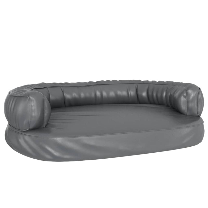 Afbeelding laden in galerijviewer, Vidaxl hondenmand met ergonomisch schuim 88x65 cm kunstleer grijs