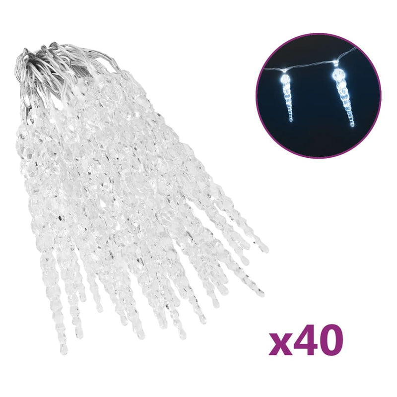 Load image into Gallery viewer, VidaXL Kerstverlichting ijspegel met 40 LED's acryl koudwit