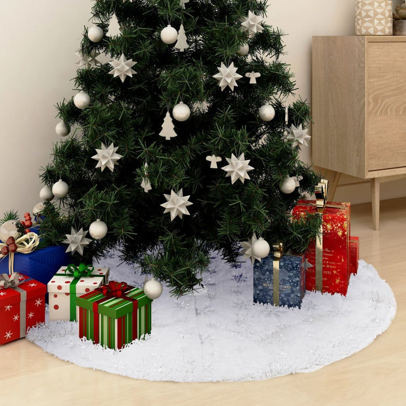 Load image into Gallery viewer, Vidaxl luxe kerstboomrok wit 122 cm imitatiebont