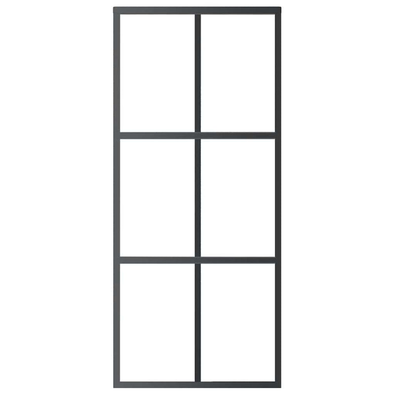 Afbeelding laden in galerijviewer, Vidaxl schuifdeur 90x205 cm esg-glas en aluminium zwart