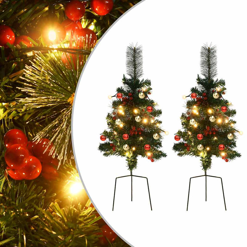 Load image into Gallery viewer, Vidaxl tuinkerstbomen 2 st met verlichting 76 cm pvc
