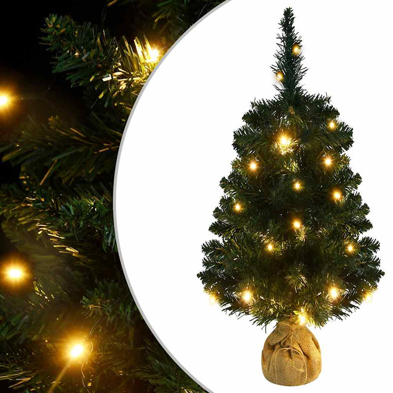 Load image into Gallery viewer, Vidaxl kunstkerstboom met verlichting en standaard 90 cm pvc groen