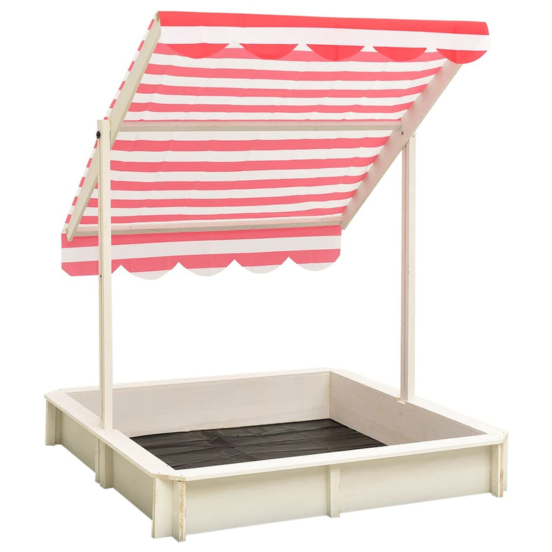 Load image into Gallery viewer, Vidaxl zandbak met verstelbaar dak uv50 vurenhout wit en rood