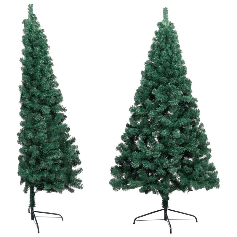 Load image into Gallery viewer, VidaXL Kunstkerstboom met verlichting en kerstballen half 180 cm groen