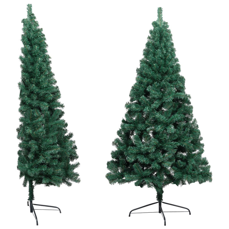 Load image into Gallery viewer, VidaXL Kunstkerstboom met verlichting en kerstballen half 210 cm groen