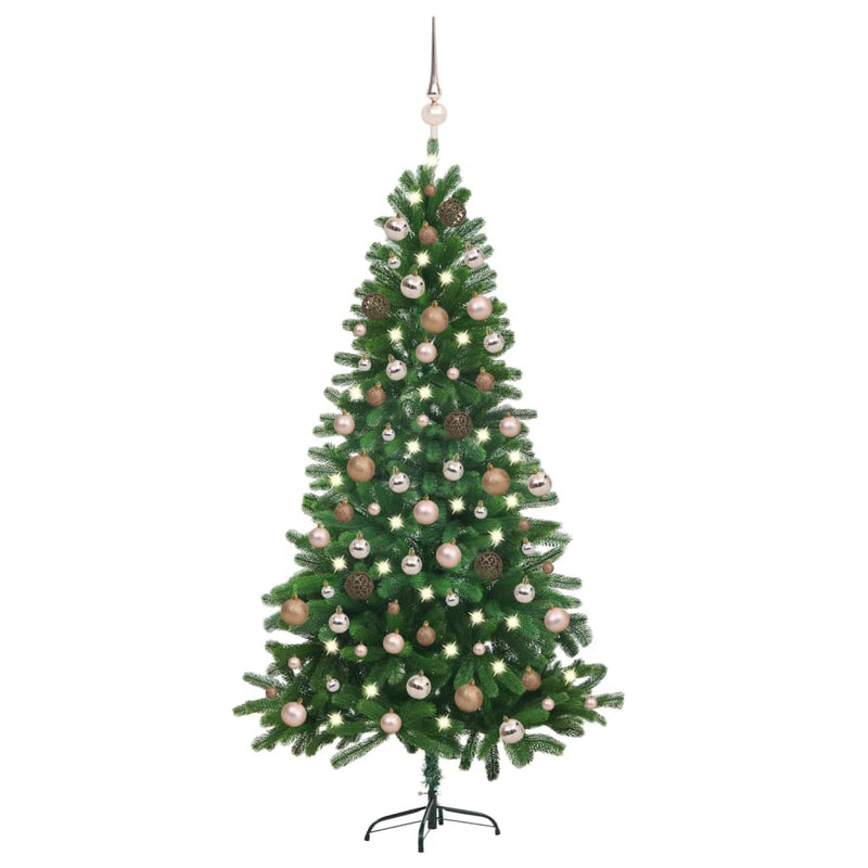 Load image into Gallery viewer, VidaXL Kunstkerstboom met verlichting en kerstballen 150 cm groen