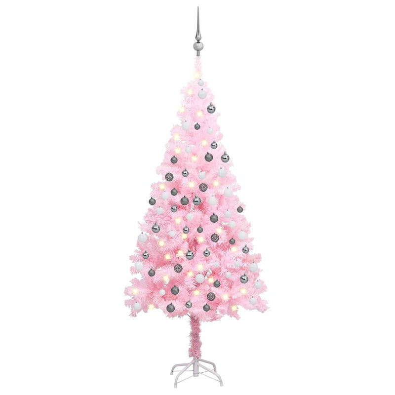 Load image into Gallery viewer, Vidaxl kunstkerstboom met verlichting en kerstballen 150 cm pvc roze