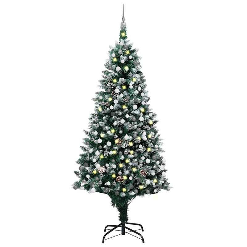 Load image into Gallery viewer, Vidaxl kunstkerstboom met led en kerstballen en dennenappels 240 cm