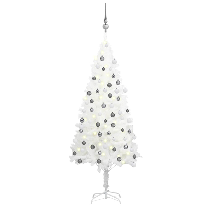 Afbeelding laden in galerijviewer, Vidaxl kunstkerstboom met verlichting en kerstballen 120 cm wit