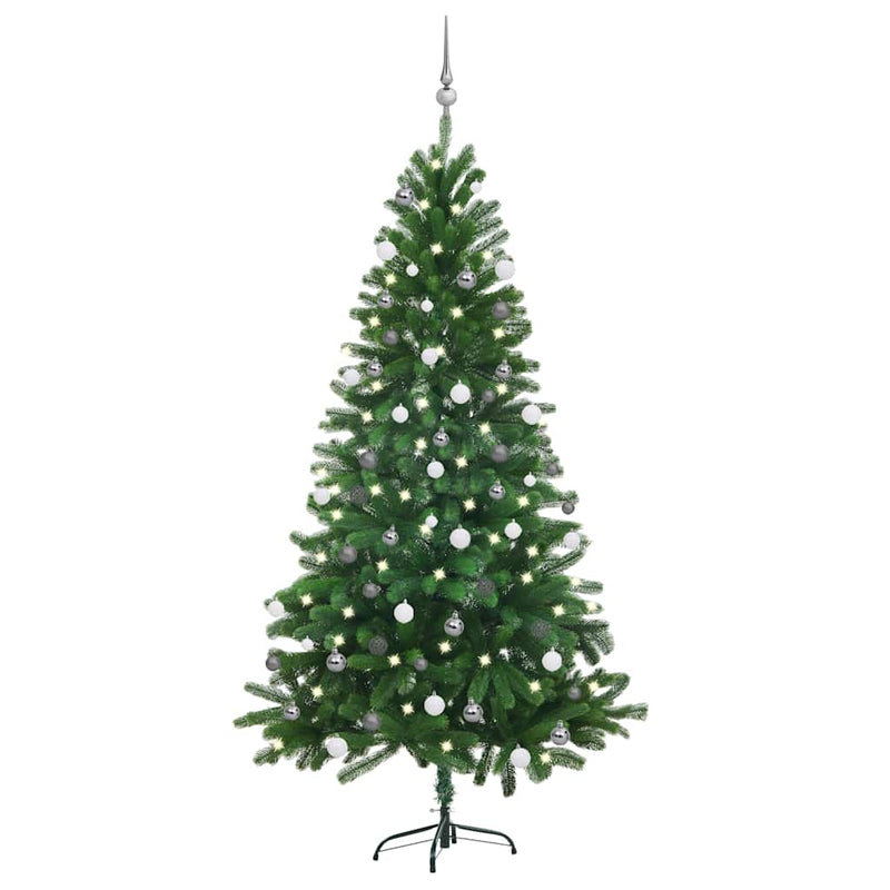 Load image into Gallery viewer, Vidaxl kunstkerstboom met verlichting en kerstballen 180 cm groen