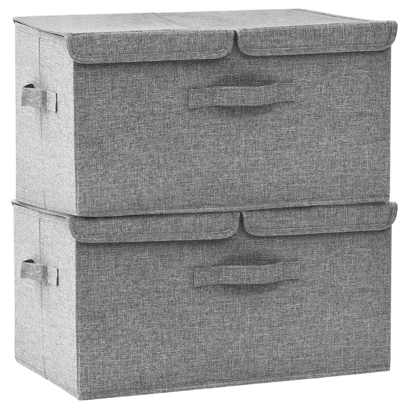 Load image into Gallery viewer, Vidaxl opbergboxen 2 st 50x30x25 cm stof grijs