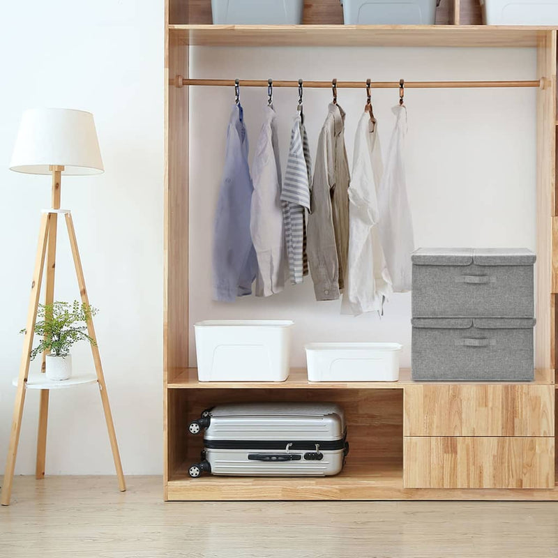 Load image into Gallery viewer, Vidaxl opbergboxen 2 st 50x30x25 cm stof grijs