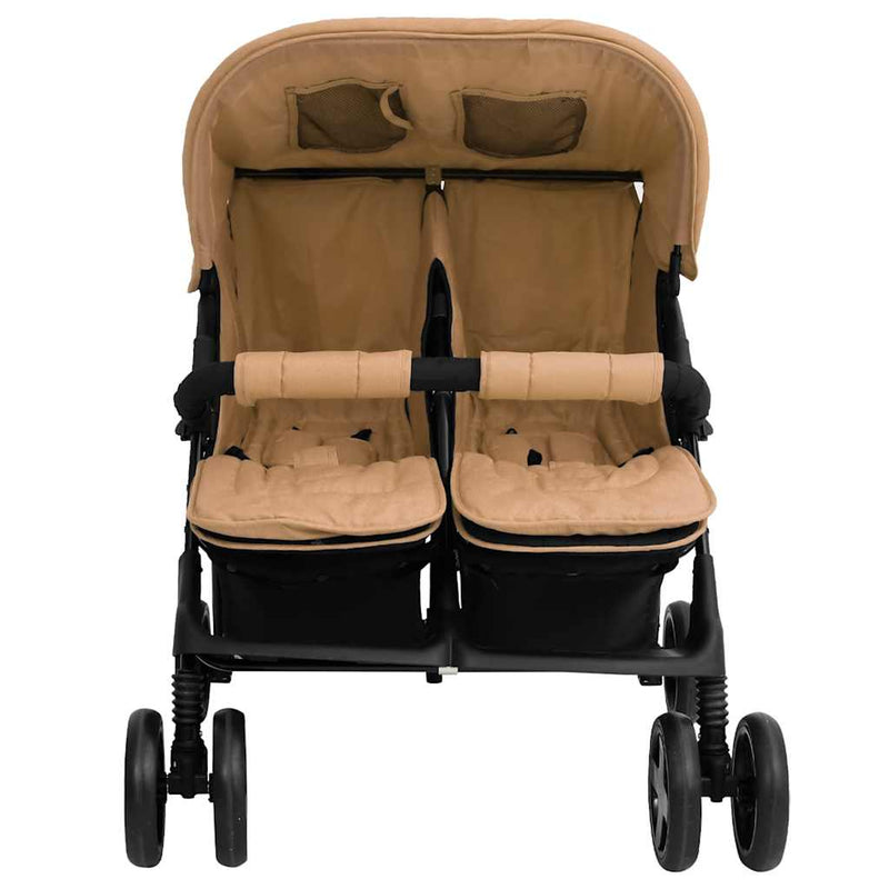 Load image into Gallery viewer, Vidaxl tweelingkinderwagen staal taupe
