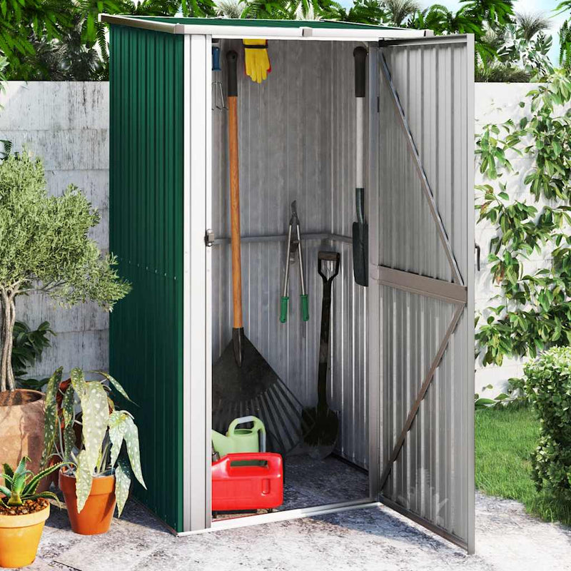Afbeelding laden in galerijviewer, Vidaxl tuinhuis groen 118,5x97x209,5 cm gegalvaniseerd staal