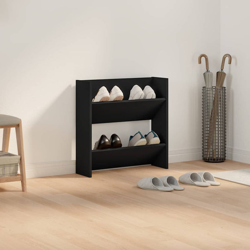 Load image into Gallery viewer, Vidaxl wandschoenenkast 60x18x60 cm bewerkt hout zwart