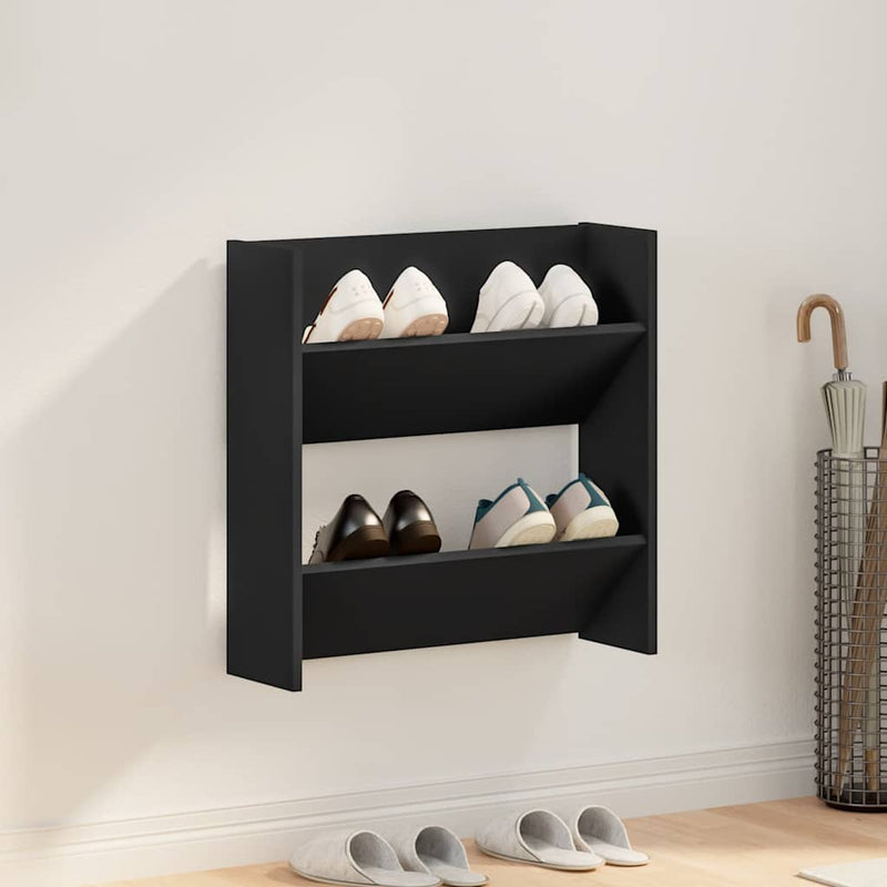 Load image into Gallery viewer, Vidaxl wandschoenenkast 60x18x60 cm bewerkt hout zwart