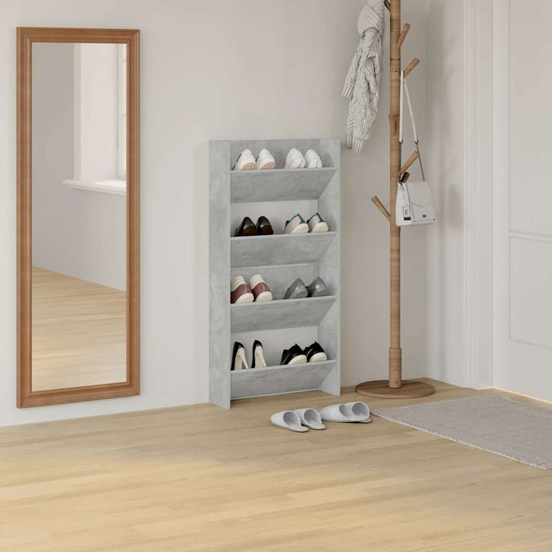 Afbeelding laden in galerijviewer, Vidaxl wandschoenenkasten 2 st 60x18x60 cm spaanplaat betongrijs
