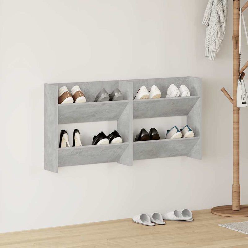 Afbeelding laden in galerijviewer, Vidaxl wandschoenenkasten 2 st 60x18x60 cm spaanplaat betongrijs
