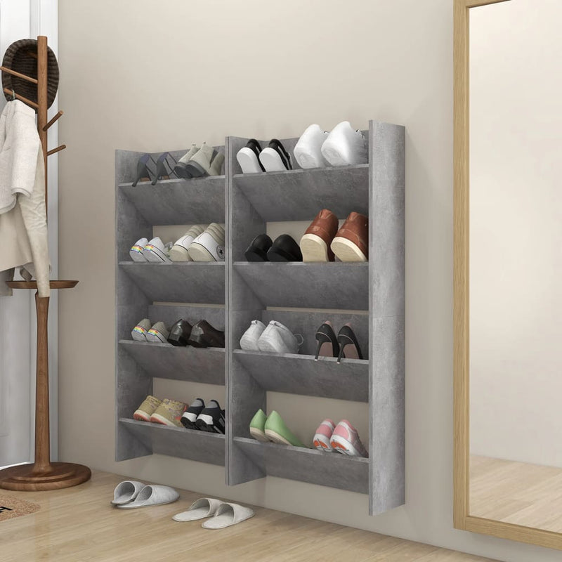 Afbeelding laden in galerijviewer, VidaXL Wandschoenenkasten 4 st 60x18x60 cm bewerkt hout betongrijs