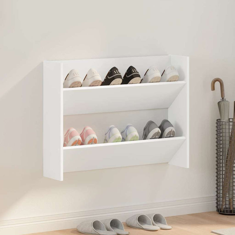 Load image into Gallery viewer, Vidaxl wandschoenenkast 80x18x60 cm bewerkt hout wit