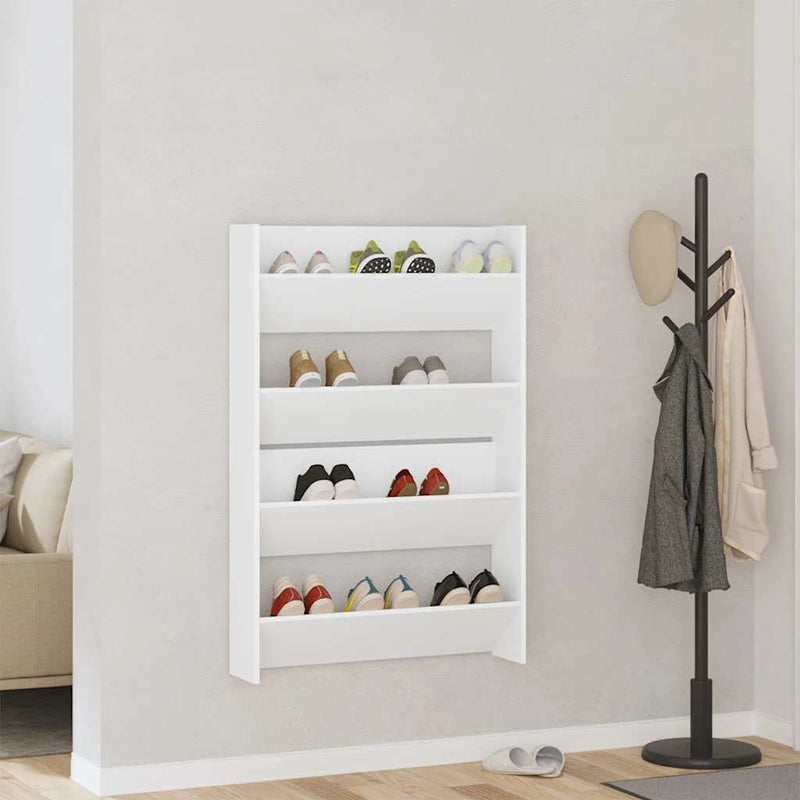Load image into Gallery viewer, Vidaxl wandschoenenkasten 2 st 80x18x60 cm spaanplaat wit