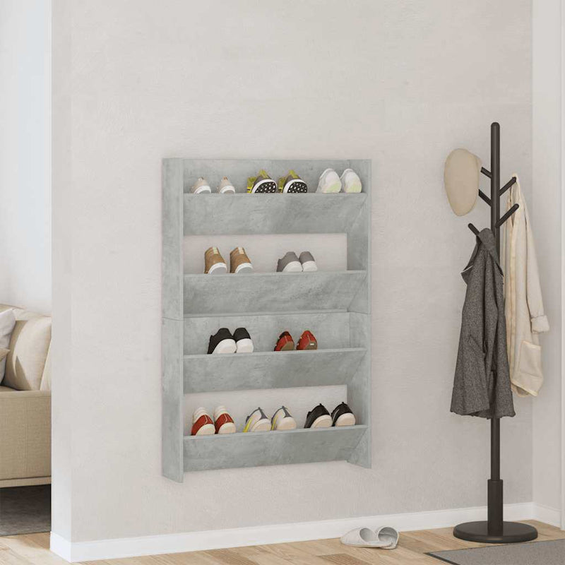 Afbeelding laden in galerijviewer, Vidaxl wandschoenenkasten 2 st 80x18x60 cm spaanplaat betongrijs
