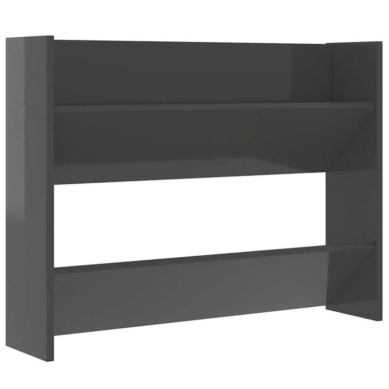 Afbeelding laden in galerijviewer, Vidaxl wandschoenenkast 80x18x60 cm bewerkt hout hoogglans grijs