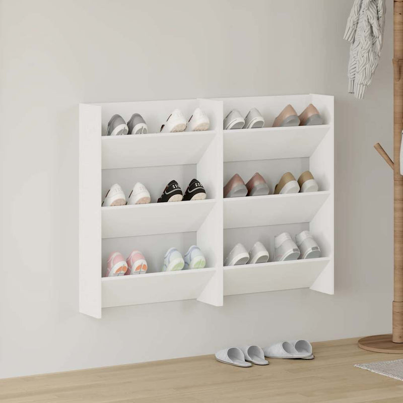 Afbeelding laden in galerijviewer, Vidaxl wandschoenenkasten 2 st 60x18x90 cm spaanplaat wit