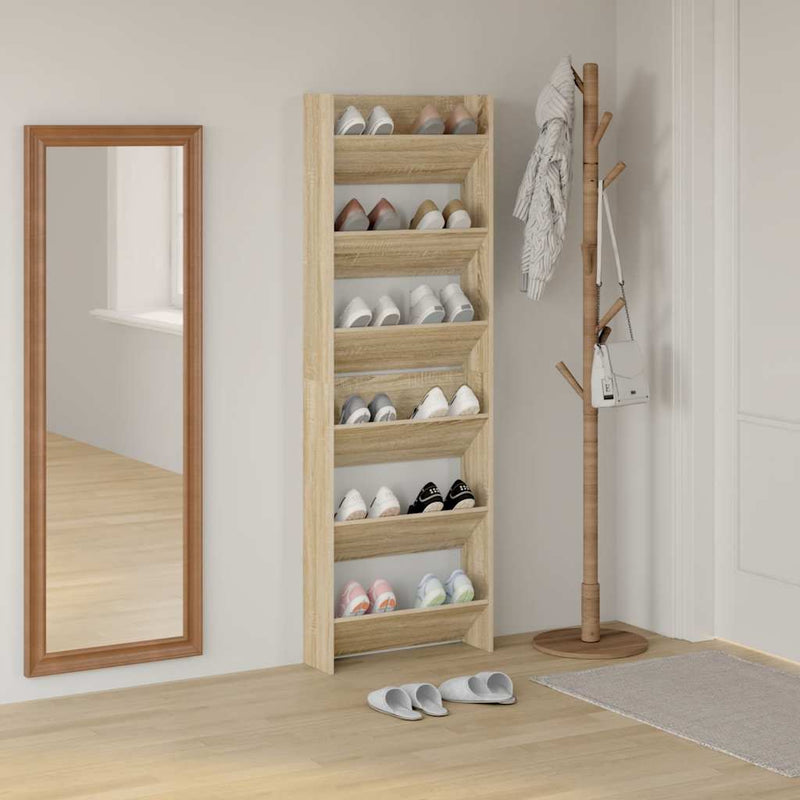 Afbeelding laden in galerijviewer, Vidaxl wandschoenenkasten 2 st 60x18x90 cm spaanplaat sonoma eiken