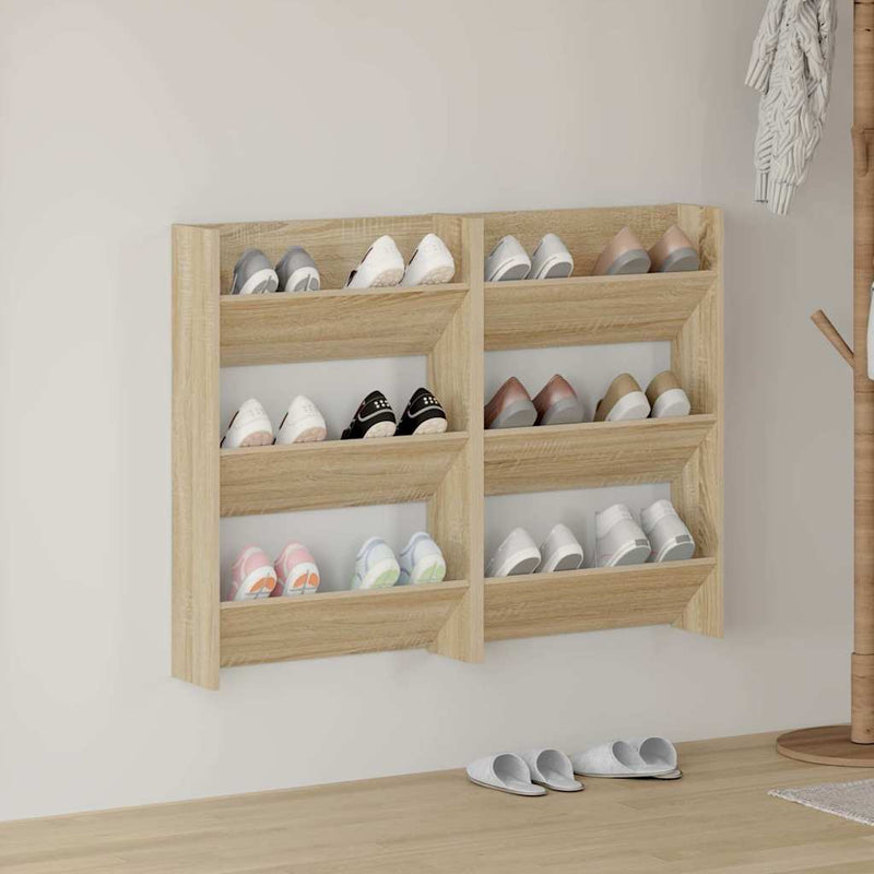 Afbeelding laden in galerijviewer, Vidaxl wandschoenenkasten 2 st 60x18x90 cm spaanplaat sonoma eiken