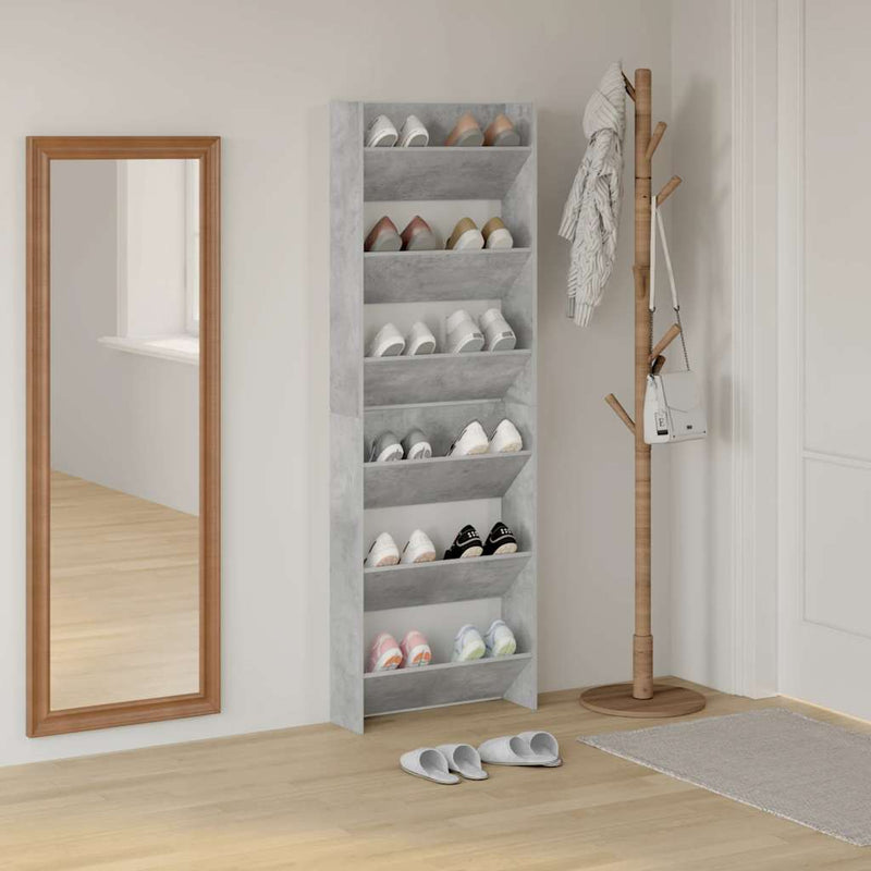 Load image into Gallery viewer, Vidaxl wandschoenenkasten 2 st 60x18x90 cm spaanplaat betongrijs