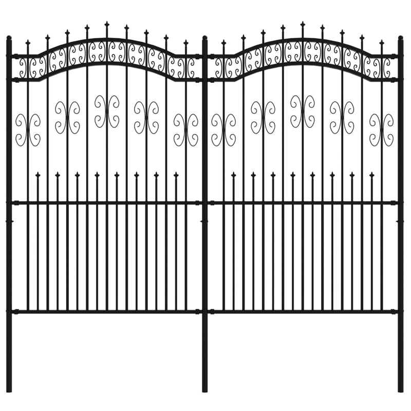Load image into Gallery viewer, Vidaxl tuinhek met speerpunt zwart 240x175cm gepoedercoat staal