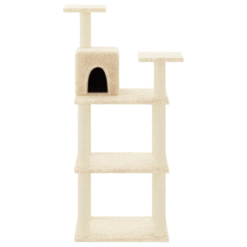 Load image into Gallery viewer, Vidaxl kattenkrabpaal met sisal krabpalen 118,5 cm crèmekleurig