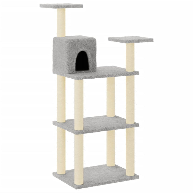 Load image into Gallery viewer, Vidaxl kattenkrabpaal met sisal krabpalen 118,5 cm lichtgrijs