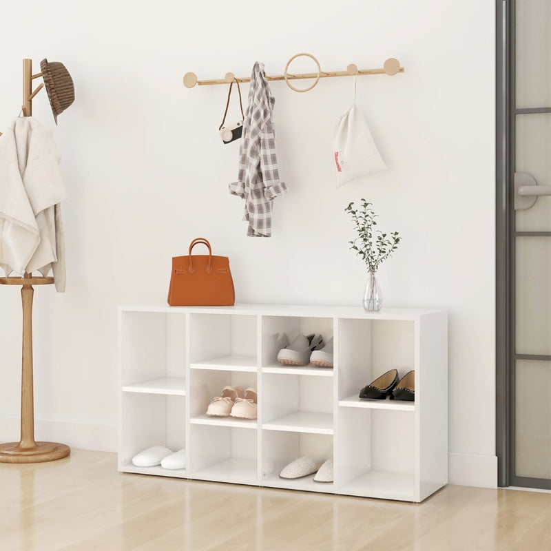 Load image into Gallery viewer, Vidaxl schoenenbank 103x30x54,5 cm bewerkt hout hoogglans wit