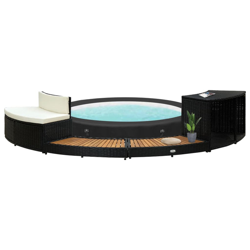 Load image into Gallery viewer, Vidaxl spa-ombouw poly rattan en massief acaciahout zwart