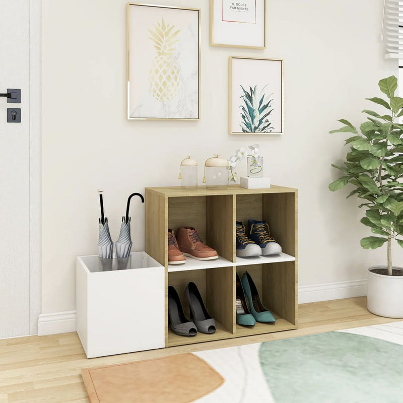 Load image into Gallery viewer, Vidaxl opbergkast 105x35,5x70 cm bewerkt hout wit en sonoma eikenkleur