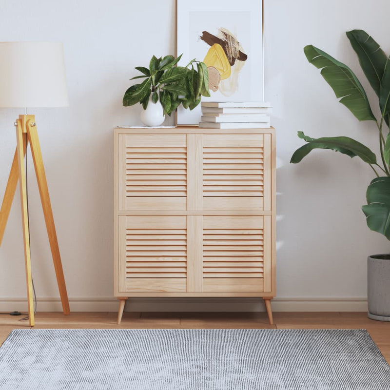 Load image into Gallery viewer, Vidaxl kastdeuren met lamellen 4 st 39,5x39,4 cm massief grenenhout