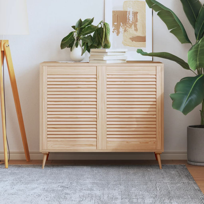 Load image into Gallery viewer, Vidaxl kastdeuren met lamellen 2 st 69x49,4 cm massief grenenhout