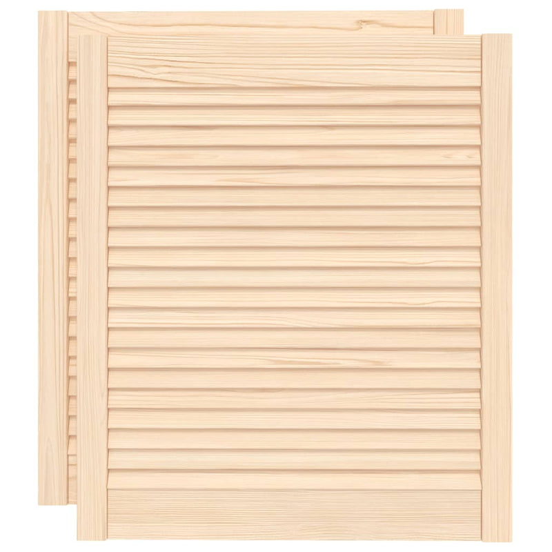 Load image into Gallery viewer, Vidaxl kastdeuren met lamellen 2 st 69x59,4 cm massief grenenhout